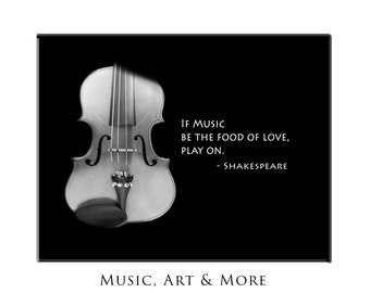 VIOLIN FRIDGE MAGNET, Violin Teacher or Student Christmas or Birthday Gift Idea, Kitchen Decor, Shakespeare Quote