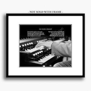 CHURCH ORGANIST GIFT, Male Musician, Black and White 11x14 Art Print, Original Poem by Hillary Ascalon &quot;The Church Organist&quot; (Unframed)