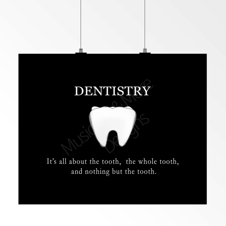 Humorous Dentist Orthodontist Black And White Dental Etsy