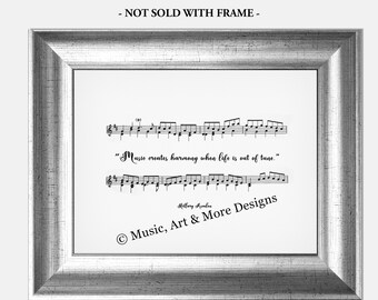 MUSIC QUOTE by Hillary Ascalon, Musician, Piano, Band Teacher, Church Organist Musician Gift, Music Room Poster, Wall Art Print (Unframed)