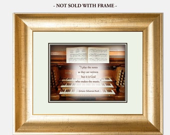 CHURCH ORGANIST GIFT, Bach Music Quote, Christian Choir Room Music Poster, Church 11"x 14" Wall Art Print (Unframed)