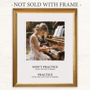 Citaatprint pianooefening, kunst aan de muur muziekkamer