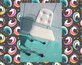 Hill Mfg Lucite Vanity Chair Round Back Rolling Casters Mid Etsy