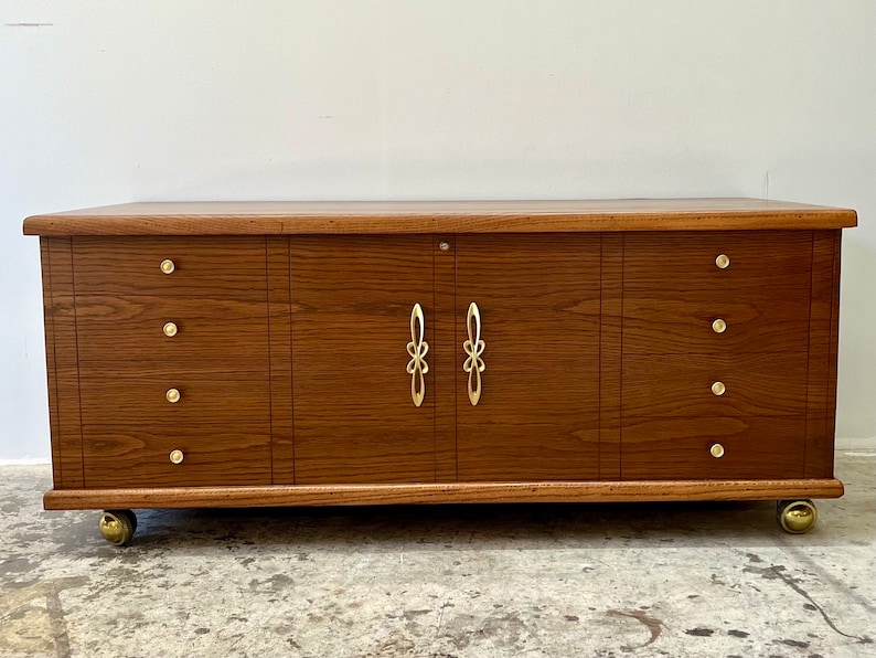 Vintage 1960s Mid Century Modern Walnut Low Profile Storage Cabinet image 3