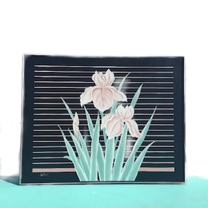 Vintage 80s Large Tropical Modern Floral Acrylic Painting