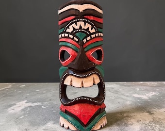 Hand Carved Tiki Mask - Black Paint