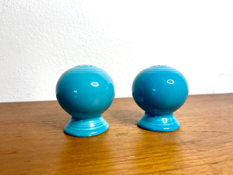 Vintage 90s Aqua Blue Fiesta Salt & Pepper Set image 1