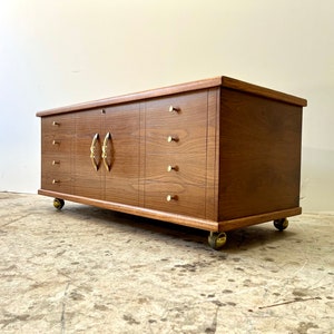 Vintage 1960s Mid Century Modern Walnut Low Profile Storage Cabinet image 6