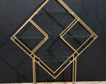 Vintage 70s Diamond Shaped Etagere in Gold Finish