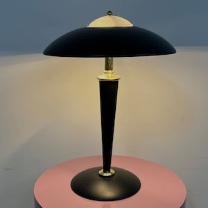 Vintage 80s Black and Gold Post Modern Table Lamp