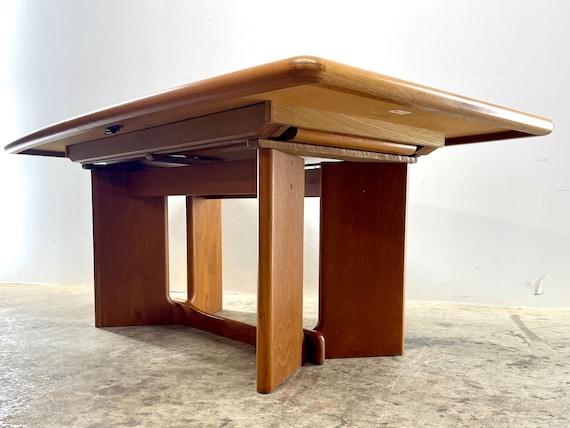 Vintage 90s Danish Modern Teak Dining Table by Ansager