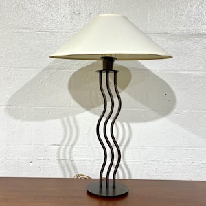 Vintage 80s Black Squiggle Post Modern Table Lamp