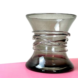 Vintage 1960s Large Danish Modern Studio Glass Vase In The Style of Holmegaard