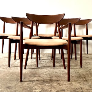 Vintage 1960s Danish Modern Set Of Six Model 58 Teak Dining Chairs By Harry Østergaard for Randers Møbelfabrik