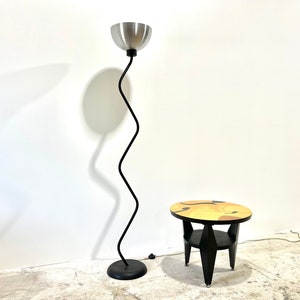 Vintage 80s Postmodern Memphis Style Sculptural Zig Zag Curved Wave Floor Lamp