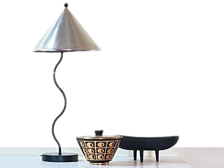 Vintage 80s Postmodern Memphis Style Sculptural Squiggle Lamp With