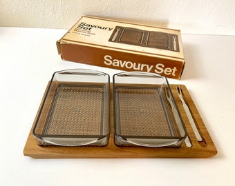 Vintage 1960s Teak Serving Dish Savoury Set Made in Denmark