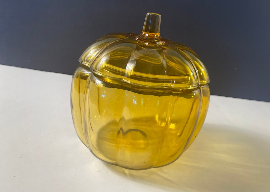 Vintage Glass Pumpkin Cookie Jar or Candy Jar Etsy