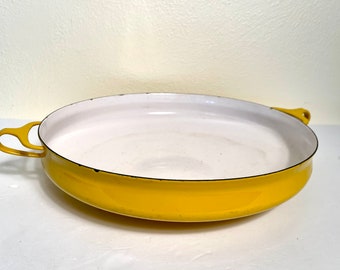 Vintage 1950s Danish Modern  Kobenstyle Yellow Paella Pan