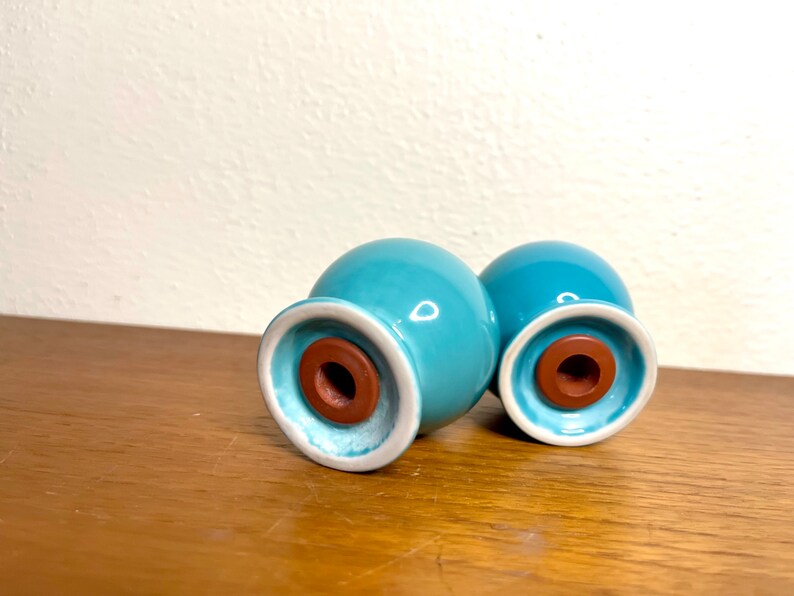 Vintage 90s Aqua Blue Fiesta Salt & Pepper Set image 5