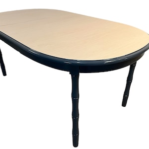 Vintage 1960s Lacquered Faux Bamboo Dining Table (Navy)