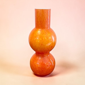 Vintage Orange Double Bubble Glass Vase
