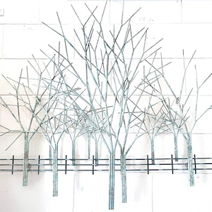 Vintage Mid Century Modern Curtis Jere Tree Branch Wall Sculpture “Winter Orchard”