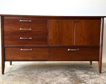 Vintage 1960s Drexel Modern Series Walnut Credenza Dresser by John Van Koert