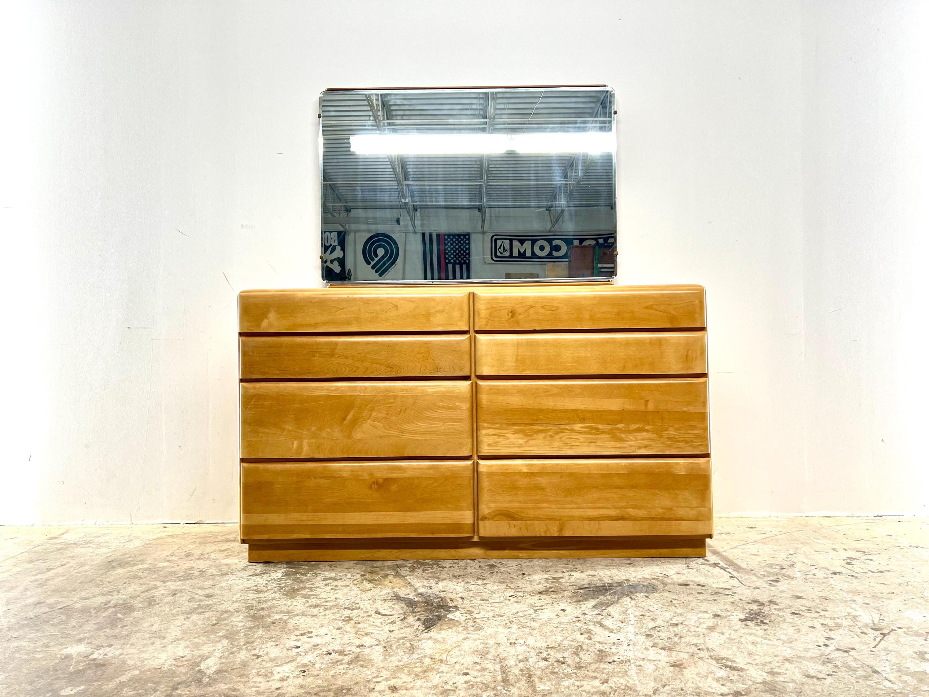 Vintage 1950s Birch 8-drawer Dresser, Mid Century Modern Stardust