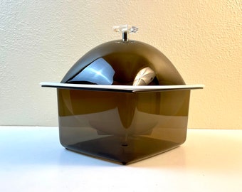 vintage années 1960 Gris + Blanc Lucite Floating Globe Ice Bucket Food Server