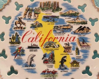 Vintage Ceramic Decorative Souvenir Dish From California
