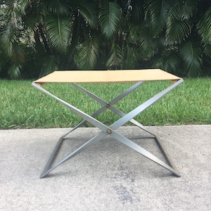 Vintage 1960s Danish Modern Original Pair of PK 91 Folding Stools by Poul Kjærholm for E. Kold Christensen