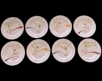 Vintage Y2K Pier 1 Martini Appetizer Plates, Set of 8