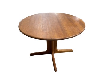 Vintage 70s Danish Modern Round Teak Dining Table