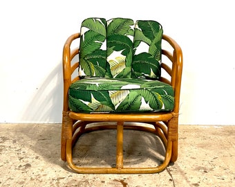 Vintage Art Deco Bamboo Stylized Lounge Chair Attributed to Beverly Hills Rattan