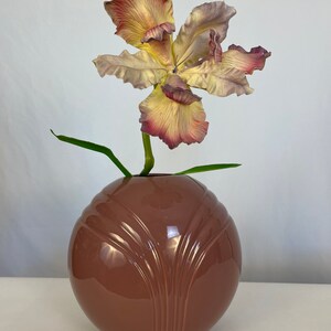 Vintage 80s Mauve Ceramic Ball Vase image 2