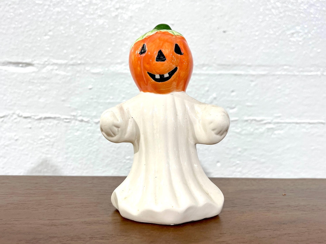 Vintage 1980s Halloween Ceramic Ghost With Jack O' Lantern Head ...