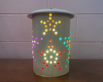 Vintage 1970s White PVC "Lite Brite" Style Swag Lamp