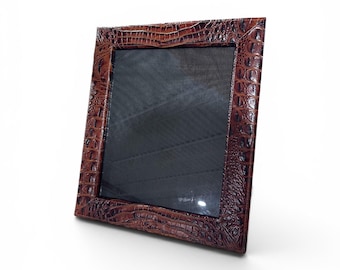 Embossed Crocodile Leather Picture Frame by Brahmin