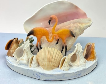 Vintage Old Florida Handcrafted Seashell Sculpture