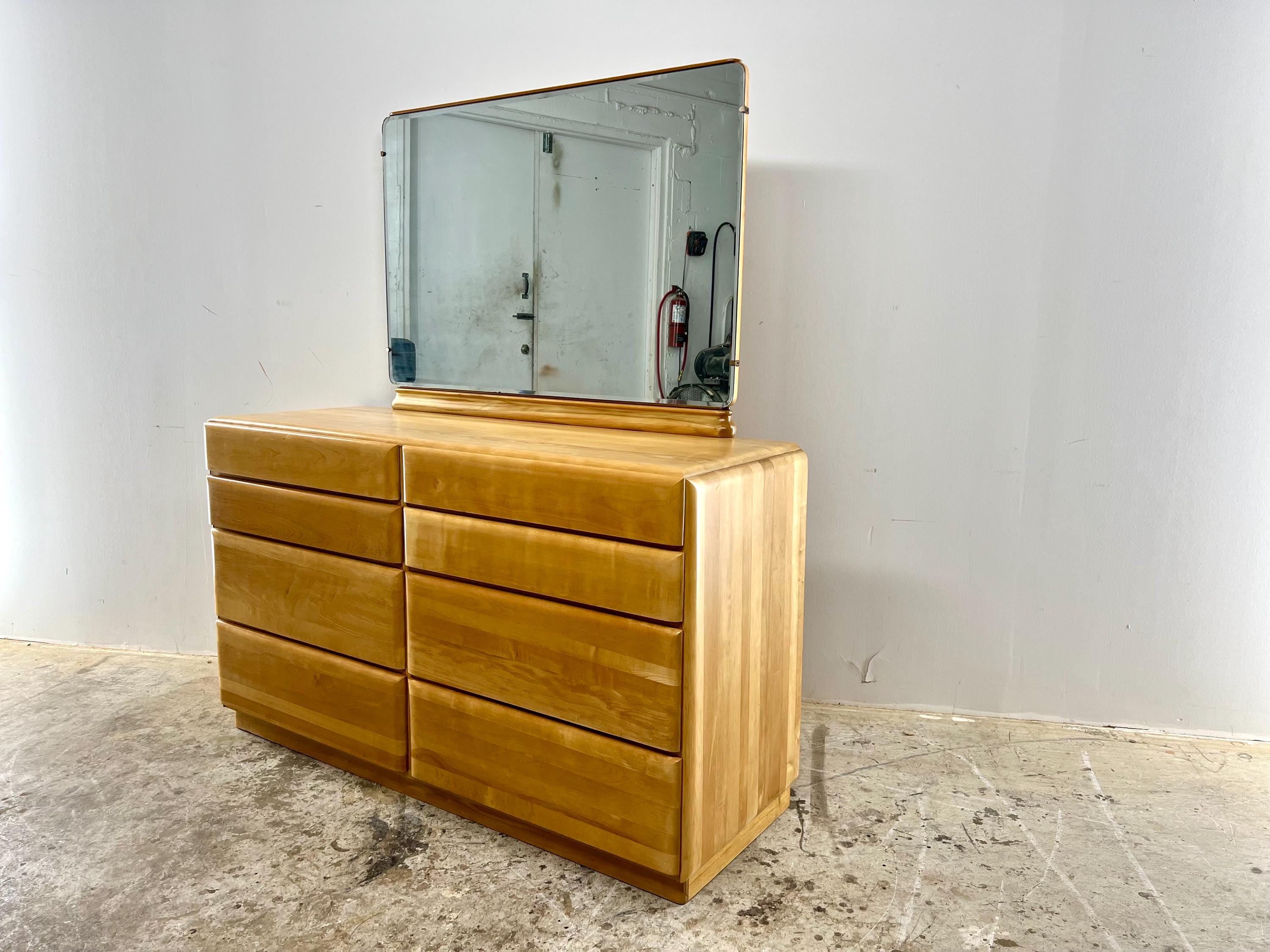 Vintage 1950s Birch 8-drawer Dresser, Mid Century Modern Stardust