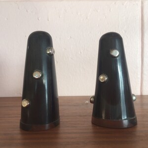 Vintage Mid Century Modern Studded Resin Salt and Pepper Shakers