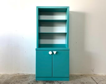 Vintage 1980s Post Modern Memphis Style 2pc Bookcase by Blox Design Canada