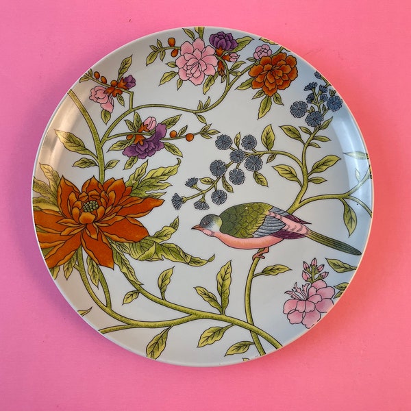 Vintage Chinoiserie Blue Bird Dinner Dish by The Haldon Group