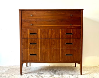 Vintage 1960s Mid Century Modern Tall Dresser by Stanley