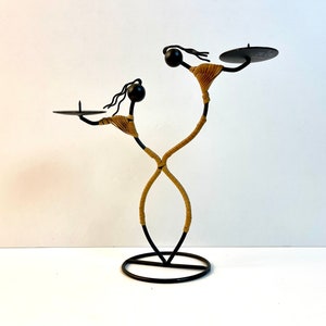 Vintage 1980s Post Modern Memphis Styled Black Metal Double Candle Holder by Laurids Lonborg