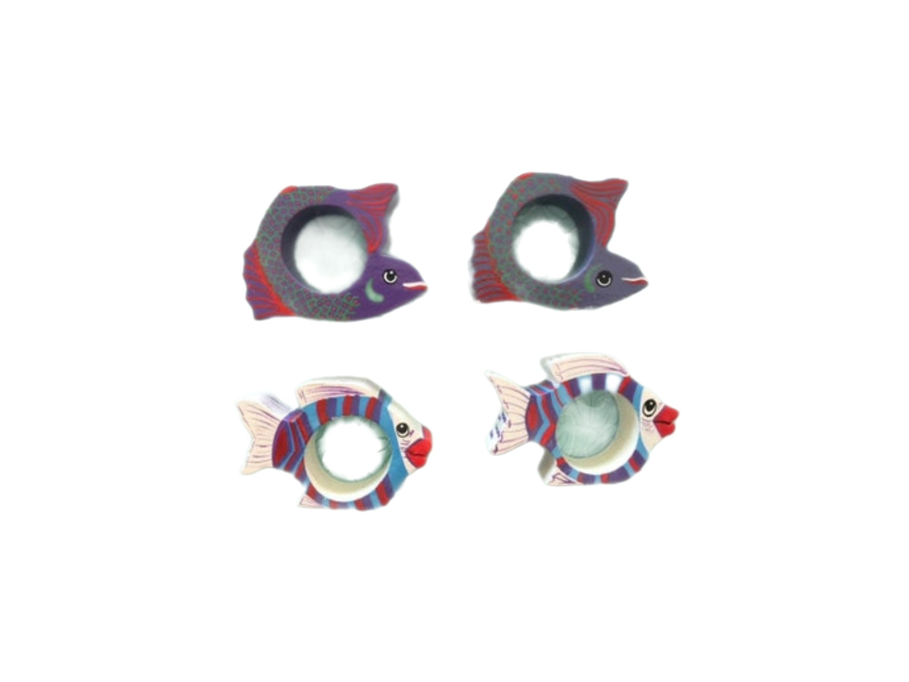 Vintage 1980s Fun Wooden Fish Napkin Rings Set of 4