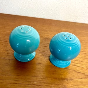 Vintage 90s Aqua Blue Fiesta Salt & Pepper Set image 3