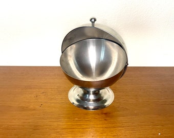 Vintage Mid Century Space Age Stainless Steel Sugar Bowl