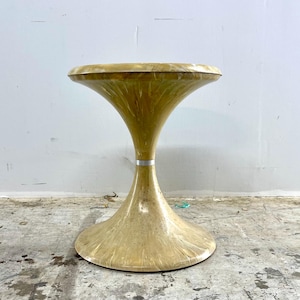 Vintage 1960s Marbiized Plastic Tulip Side Table Stand or Stool